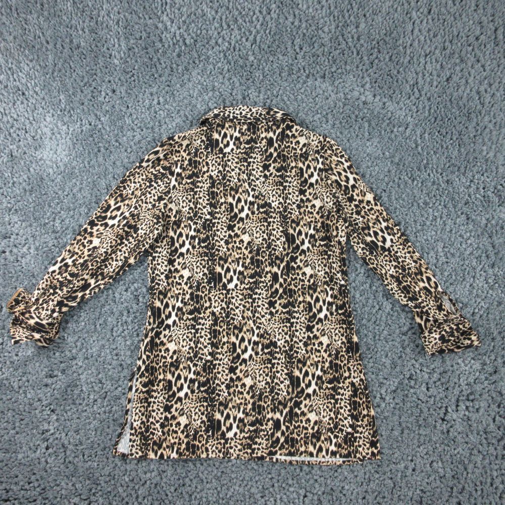 Chico's Shirt Womens 0 US 4 Beige Black Animal Print Long Sleeve Pullover - Picture 10 of 12